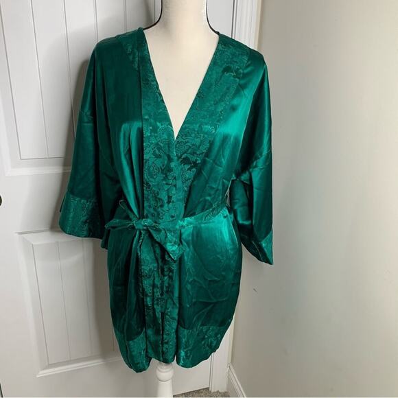 Vintage Victoria’s secret gold label green holiday jacquard robe size large‎ - Picture 1 of 5
